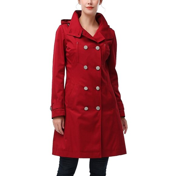 kimi + kai Women's Eeva Water-Resistant Hooded Trench Coat Brick Red Size L $188 - Picture 1 of 2